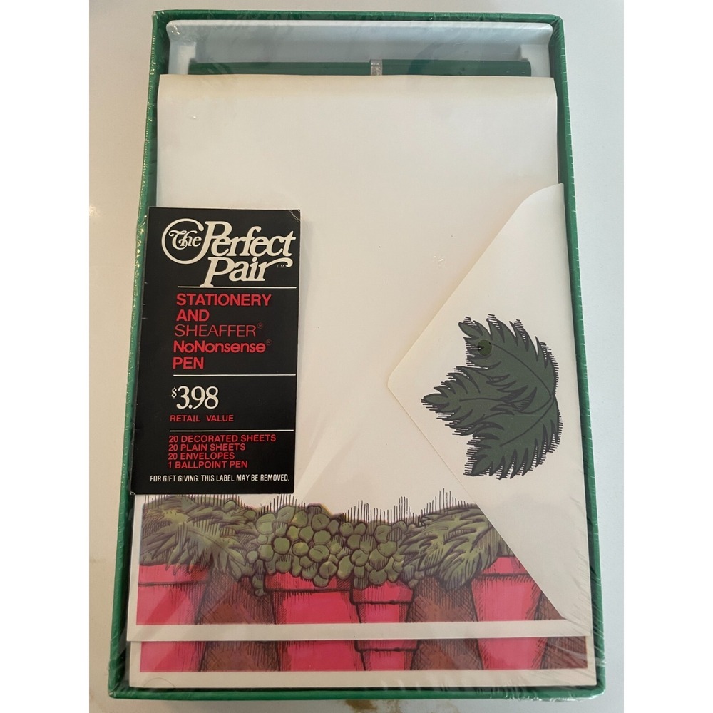 Vintage Stationery & Pen Set‎ Plants Retro Botanical Sheaffer The Perfect Pair
